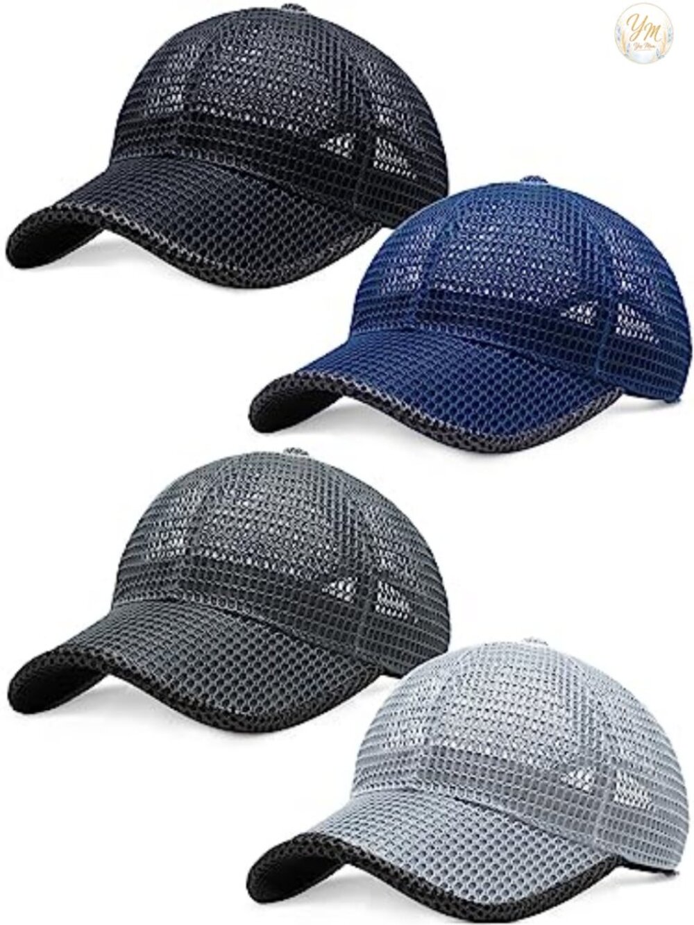 4 Pack Mesh Baseball Caps Breathable Quick Dry Adjustable Polyester Summer Hats